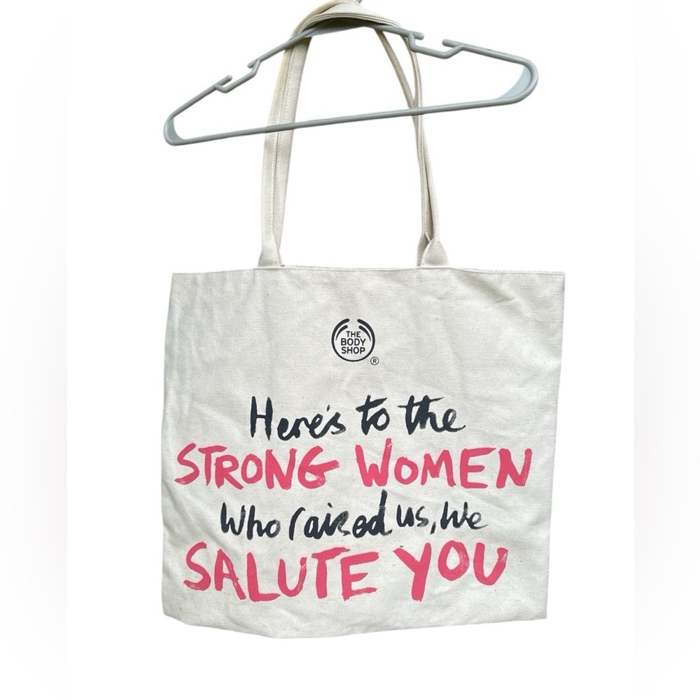The Body Shop Cream and Pink Canvas Tote